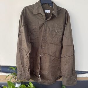 Eddie Bauer Men's Olive Button-Up Shirt Jacket